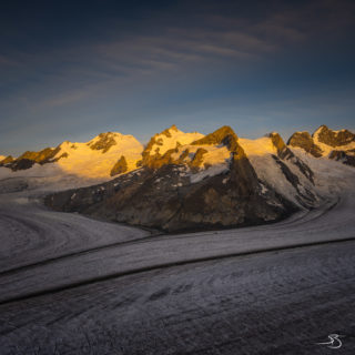 Levant sur la Konkordiaplatz depuis la cabane Konkordia - stage 2020